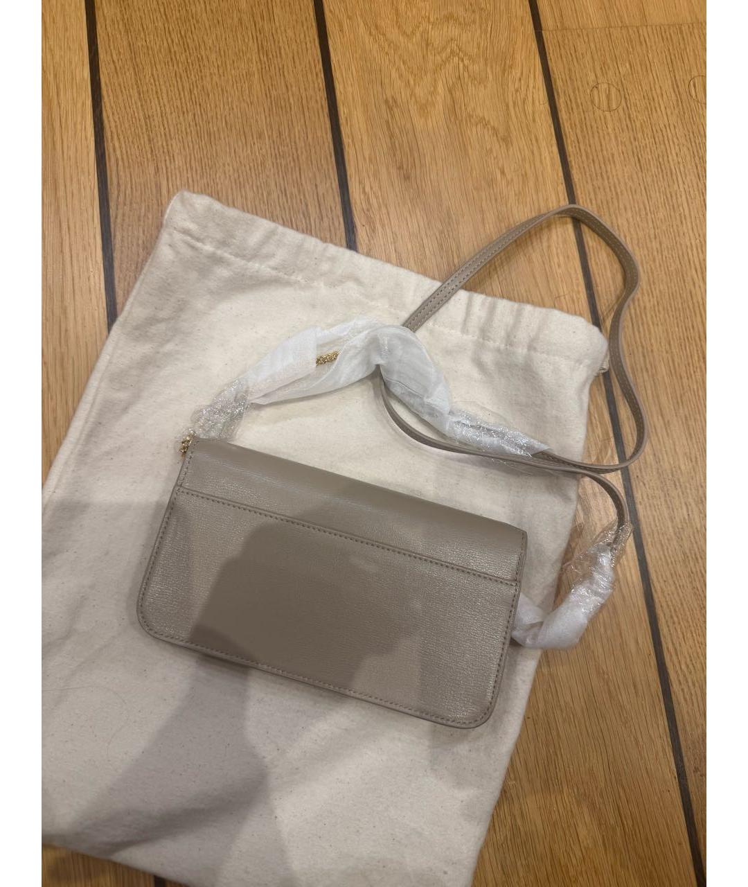 SAINT LAURENT Бежевая кожаная сумка через плечо, фото 3