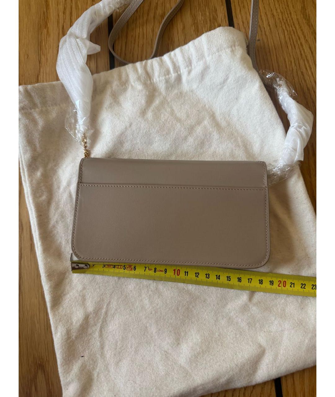 SAINT LAURENT Бежевая кожаная сумка через плечо, фото 4