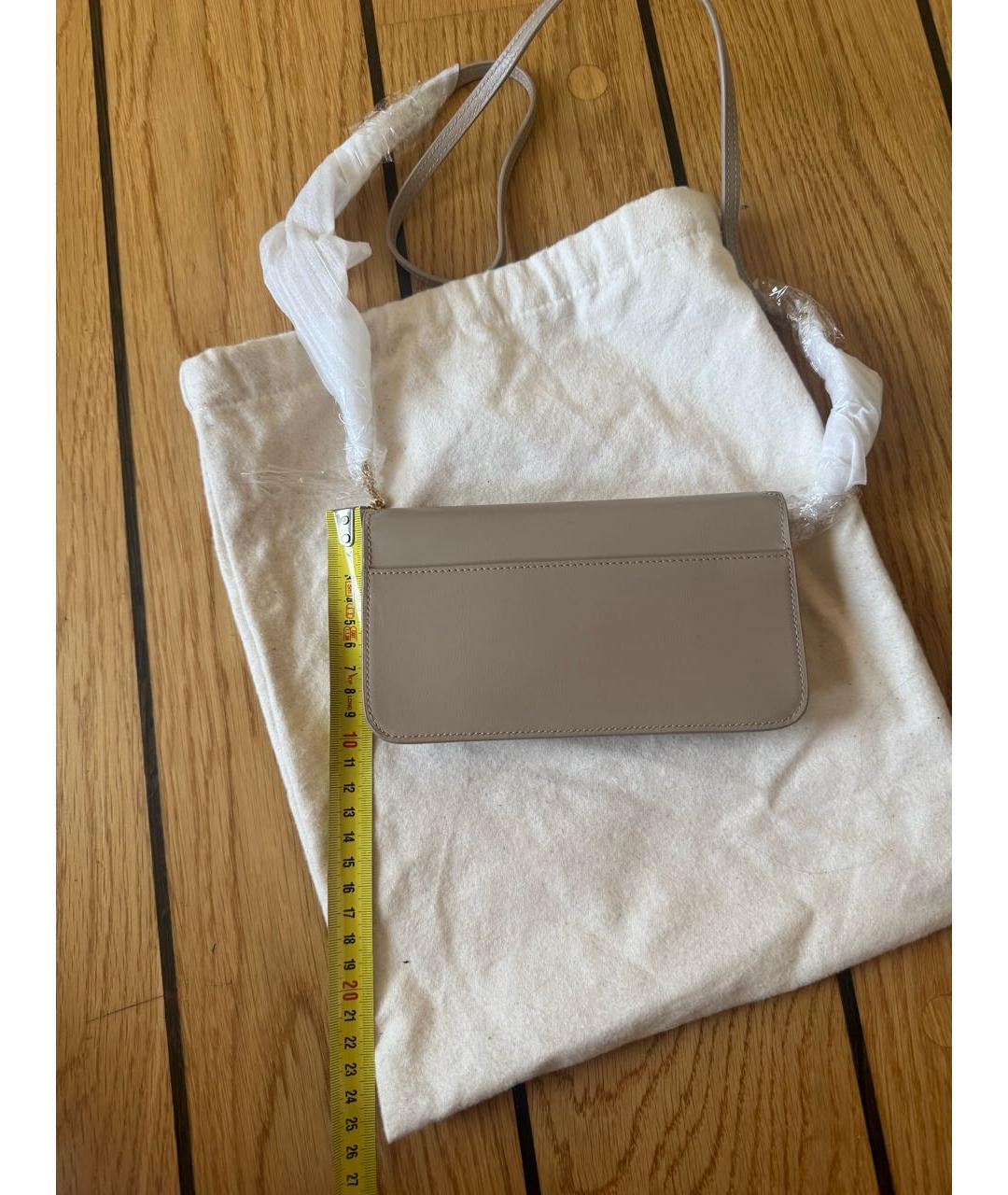 SAINT LAURENT Бежевая кожаная сумка через плечо, фото 5