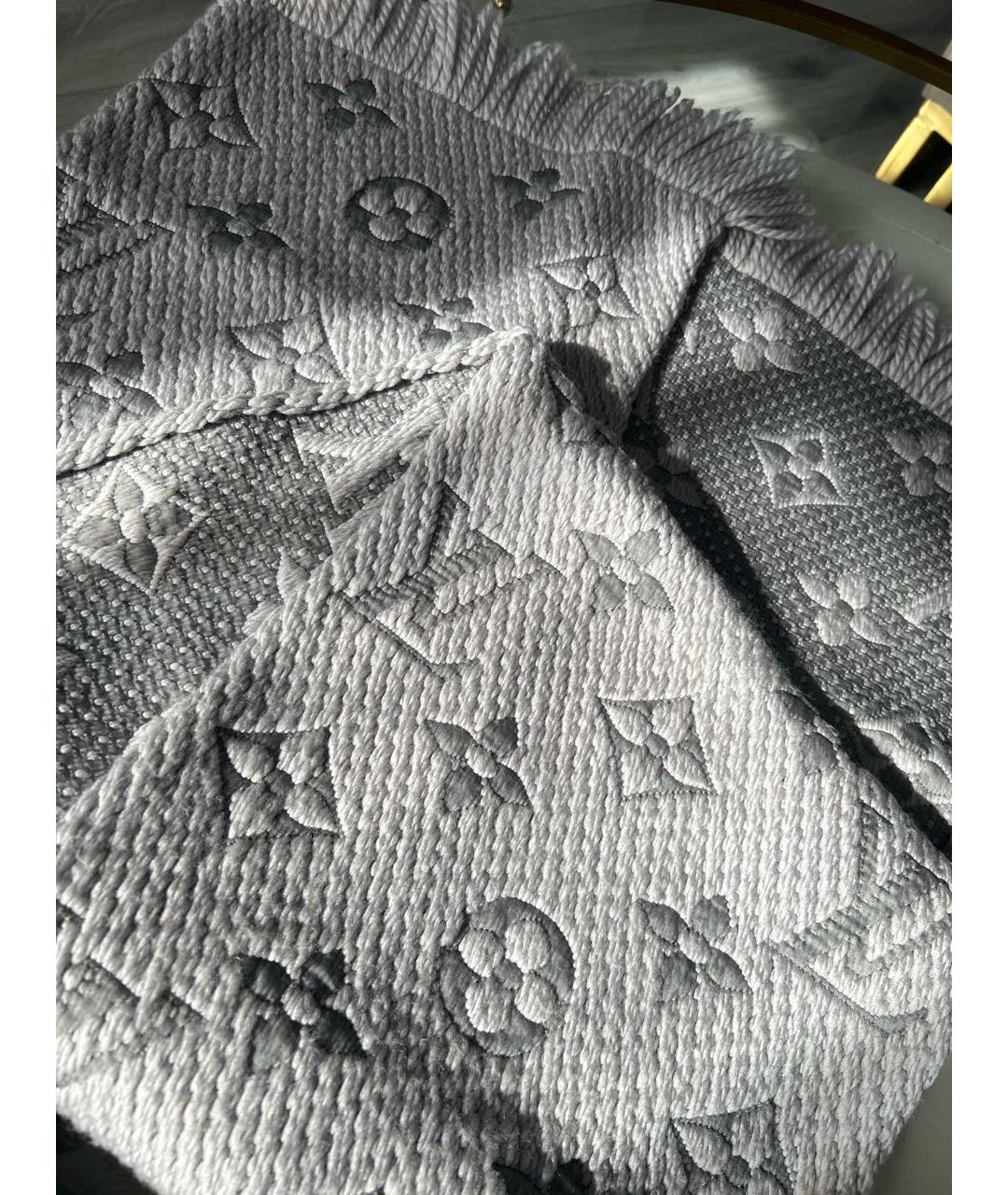 LOUIS VUITTON Серый шерстяной шарф, фото 4