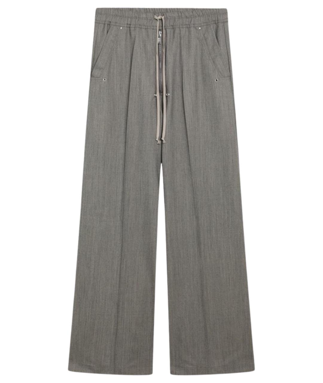 RICK OWENS Серые шерстяные повседневные брюки, фото 1