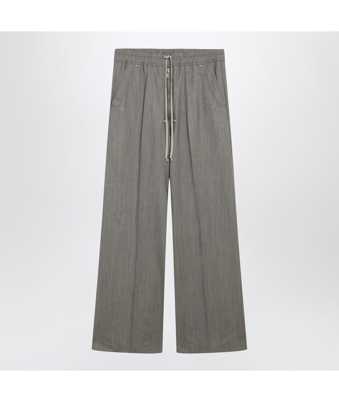 RICK OWENS Серые шерстяные повседневные брюки, фото 3