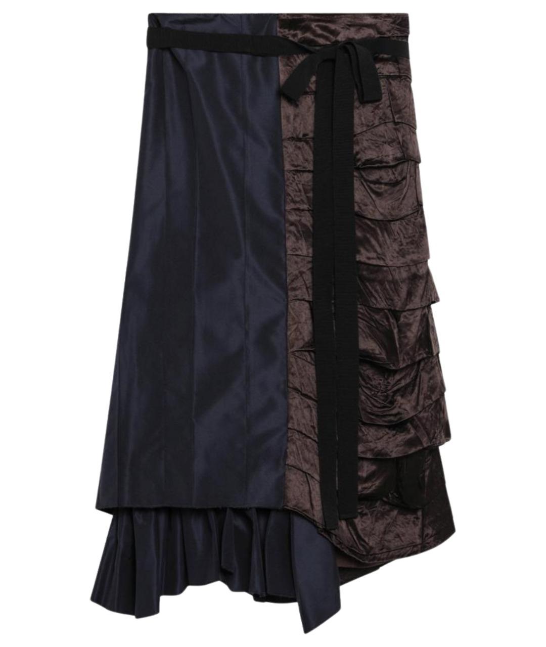 PRADA Синяя шелковая юбка миди, фото 1
