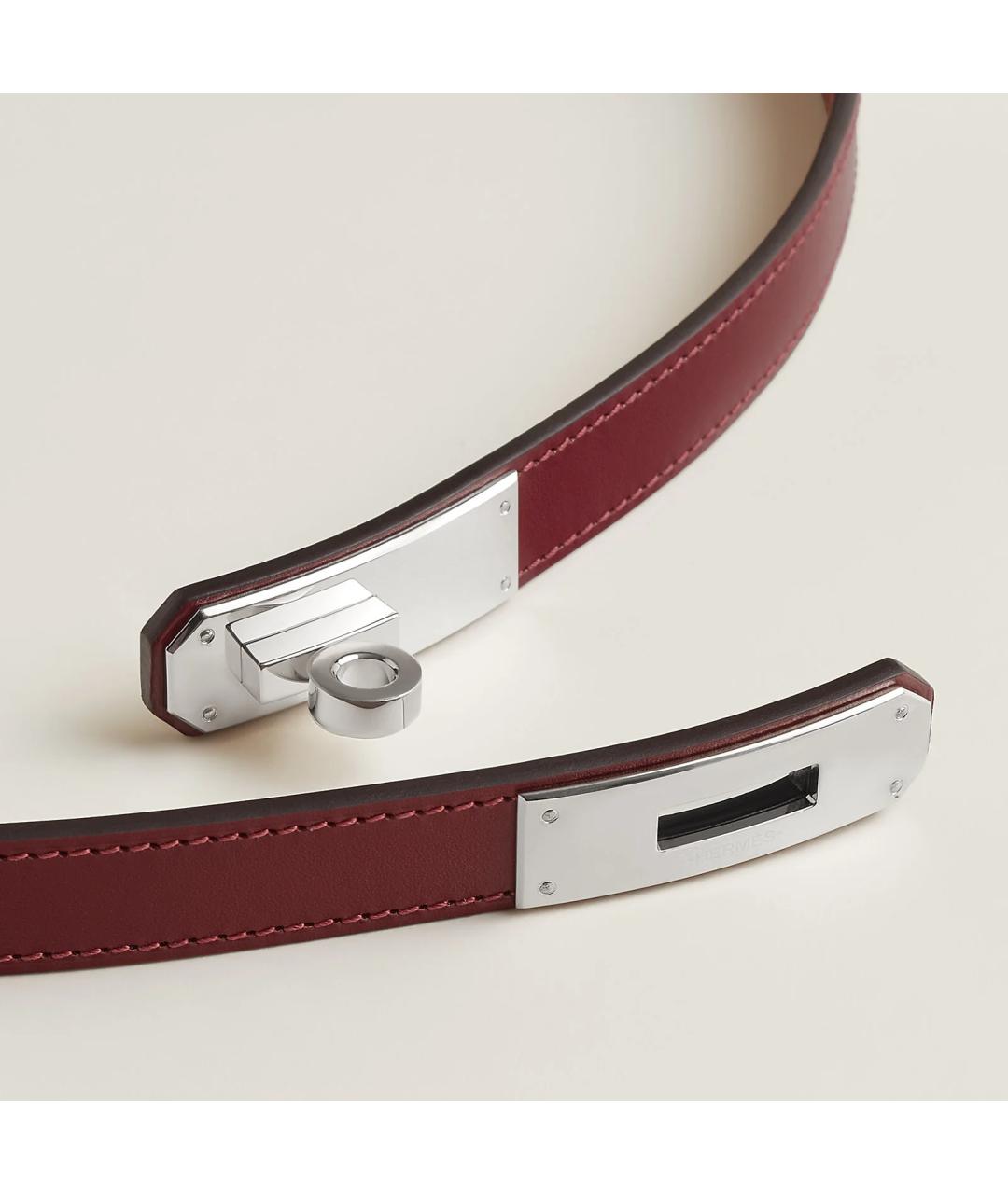 HERMES Бордовый кожаный ремень, фото 3