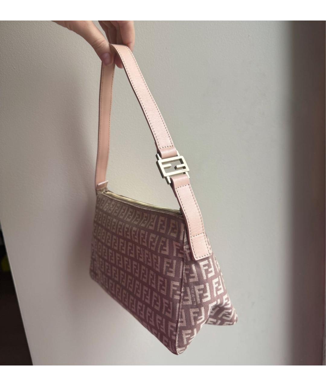 FENDI Бежевая жаккардовая сумка с короткими ручками, фото 2