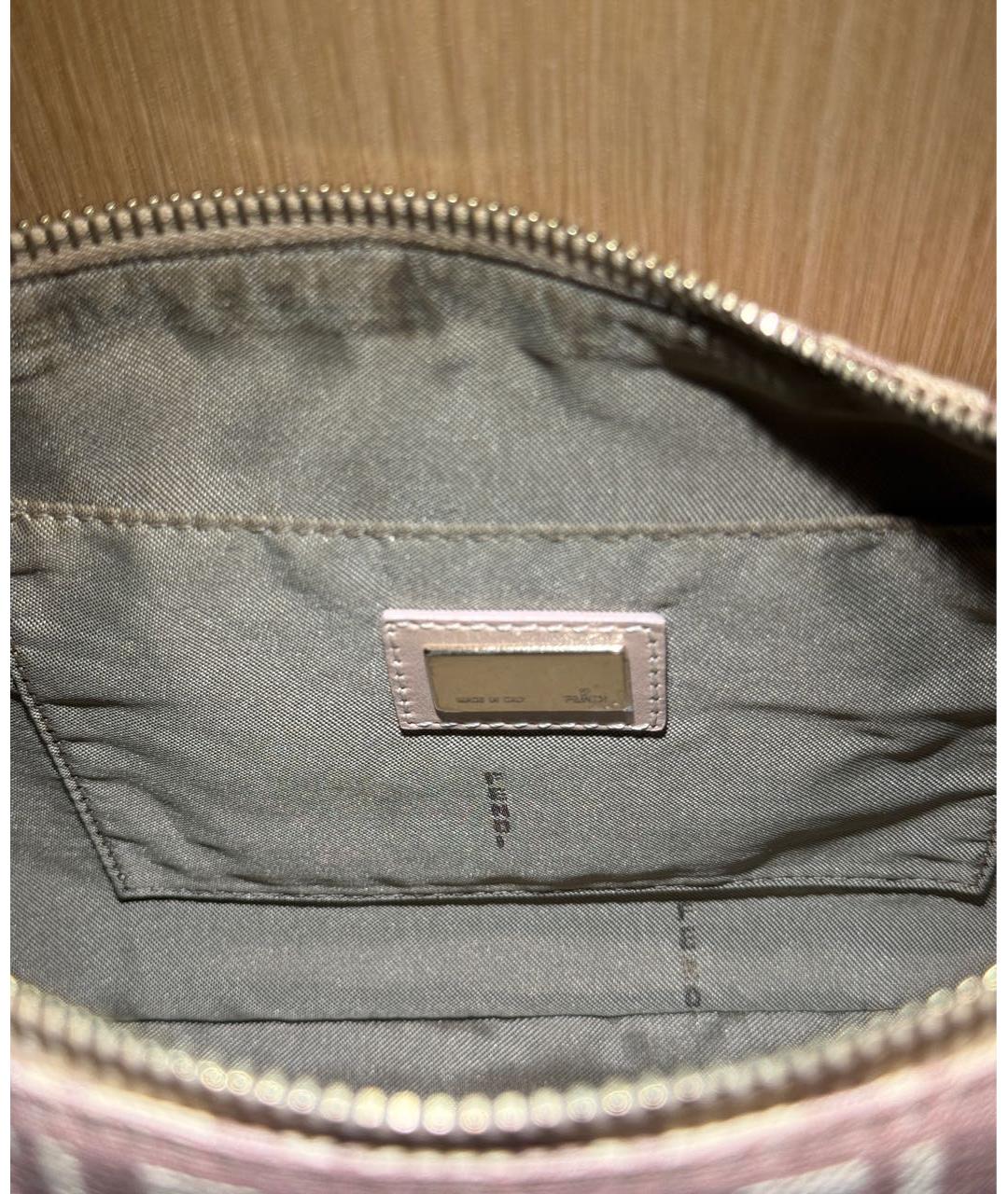 FENDI Бежевая жаккардовая сумка с короткими ручками, фото 4