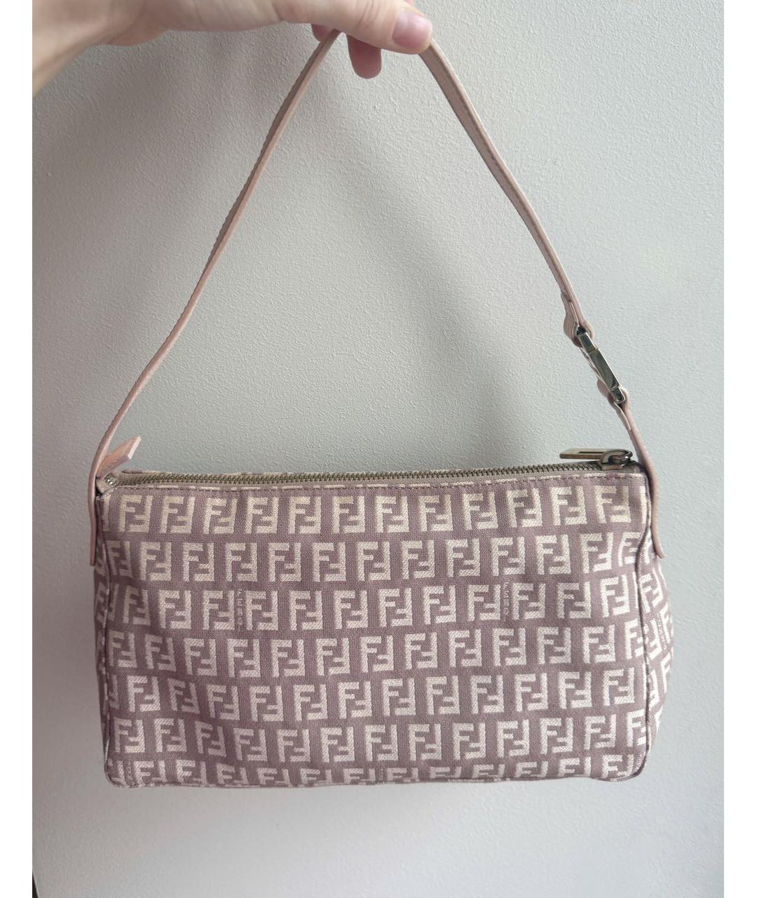 FENDI Бежевая жаккардовая сумка с короткими ручками, фото 9