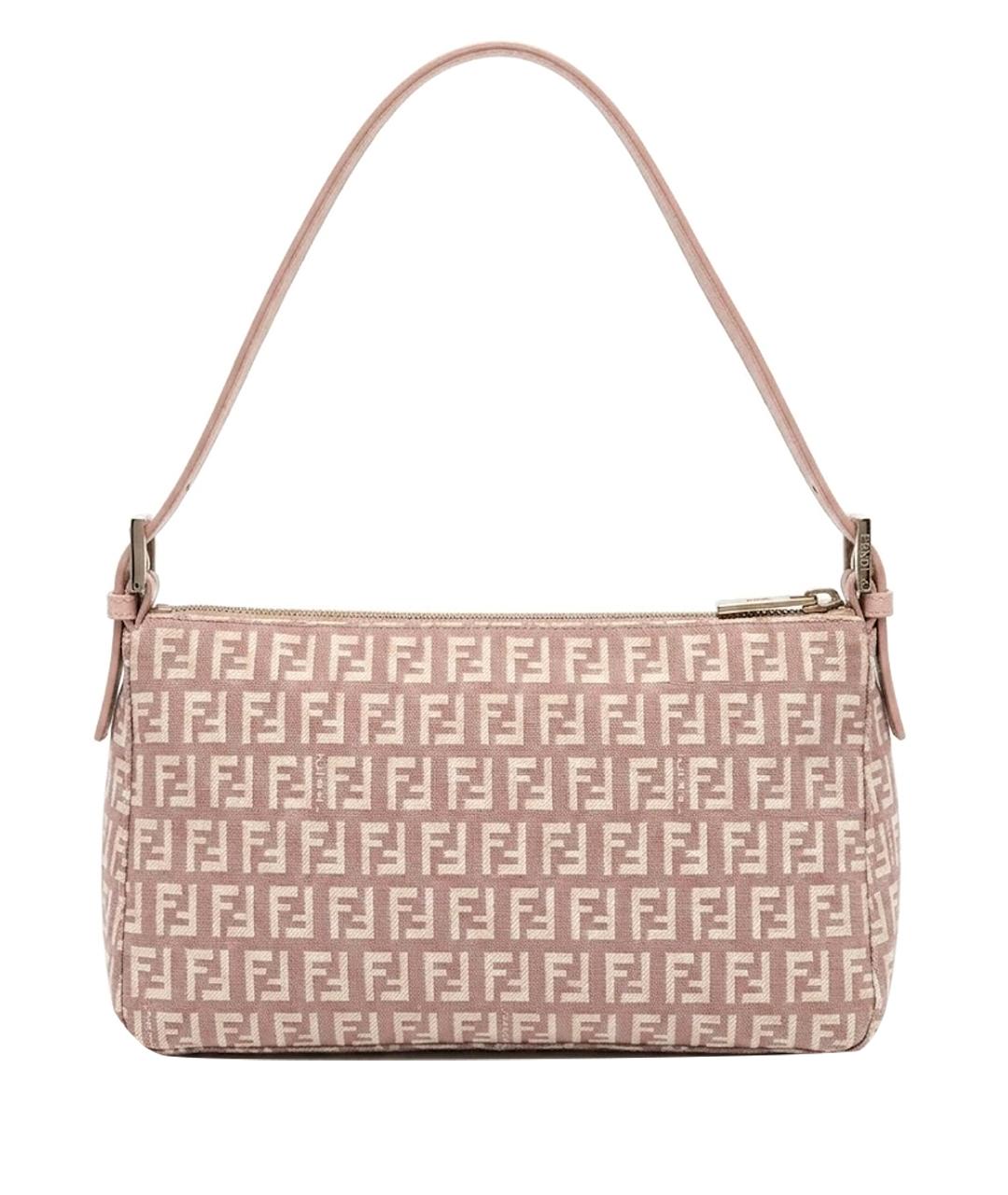 FENDI Бежевая жаккардовая сумка с короткими ручками, фото 1