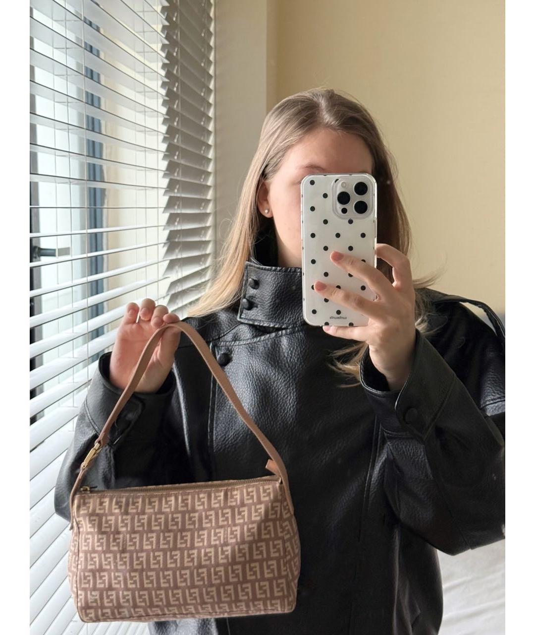 FENDI Бежевая жаккардовая сумка с короткими ручками, фото 8