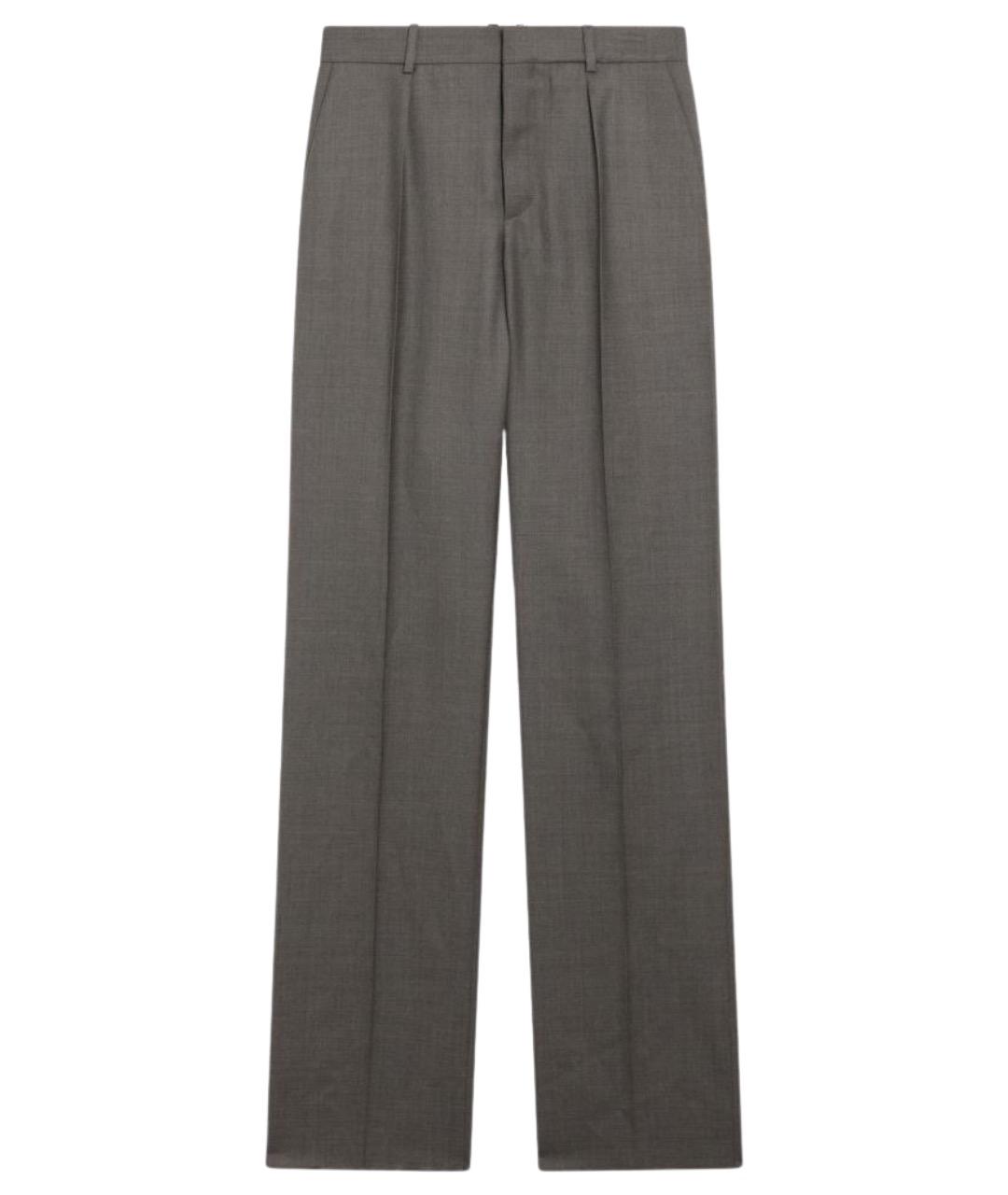 SAINT LAURENT Коричневые шерстяные прямые брюки, фото 1