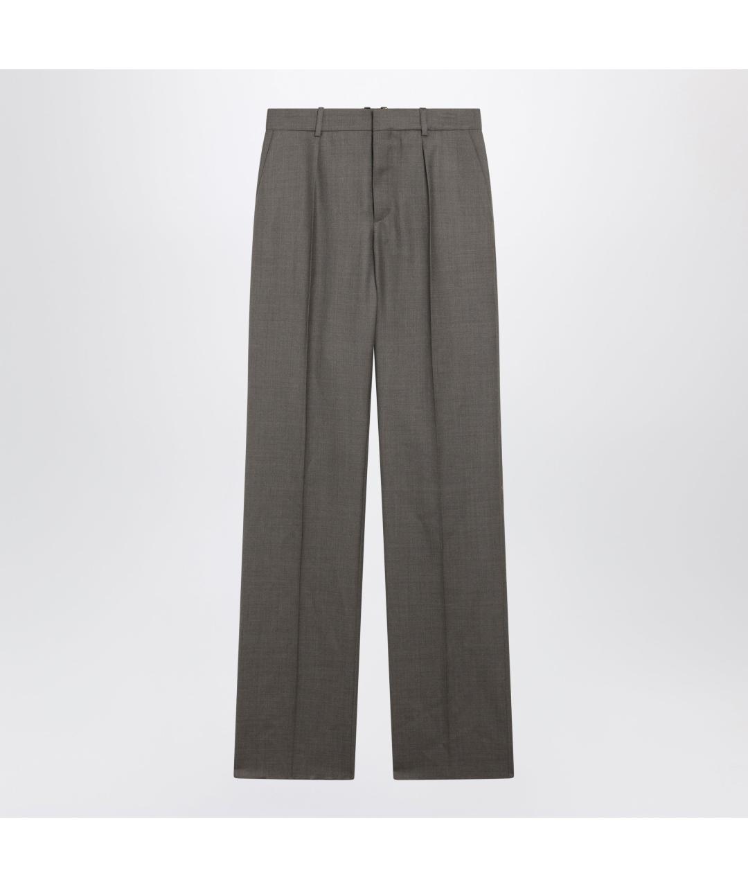 SAINT LAURENT Коричневые шерстяные прямые брюки, фото 3