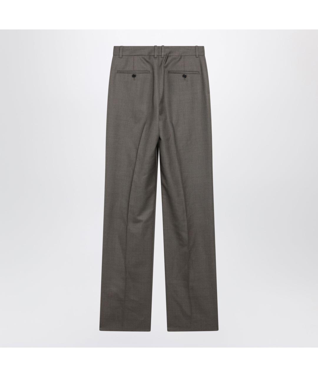 SAINT LAURENT Коричневые шерстяные прямые брюки, фото 2