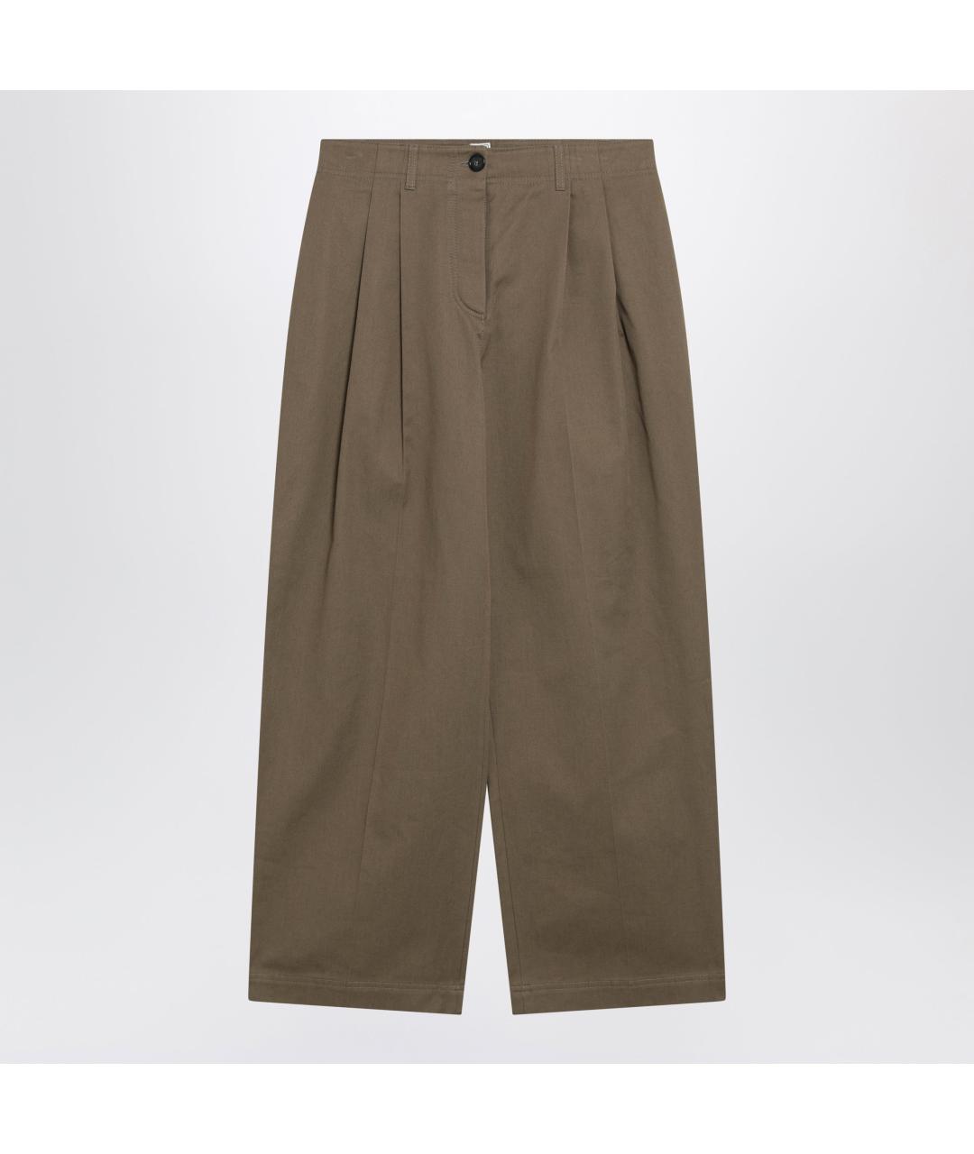 TOTEME Коричневые хлопковые прямые брюки, фото 2