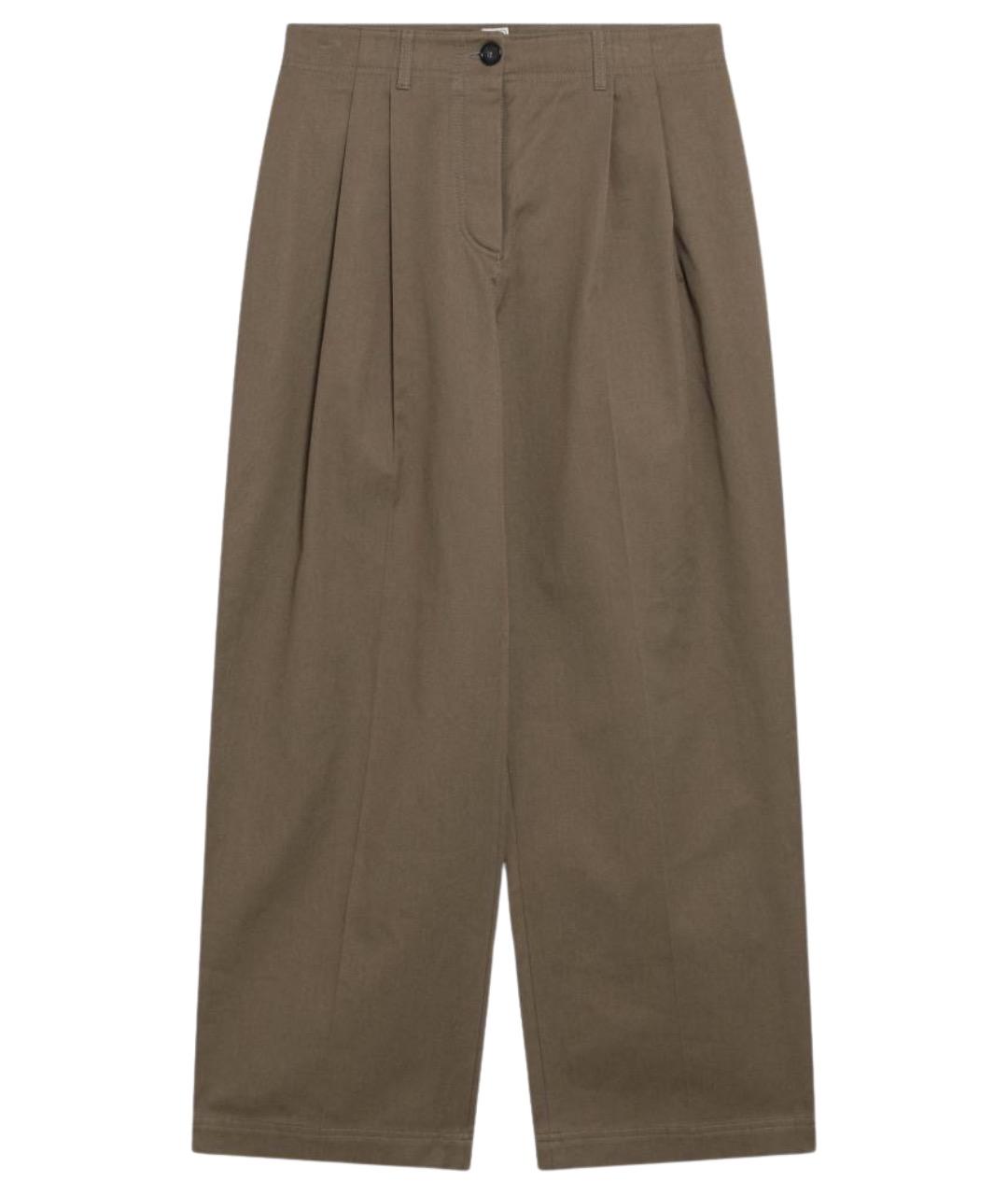 TOTEME Коричневые хлопковые прямые брюки, фото 1