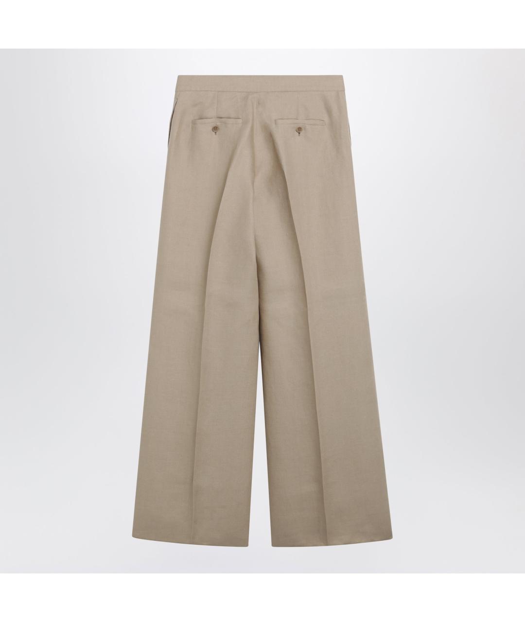 MAX MARA Бежевые льняные прямые брюки, фото 2