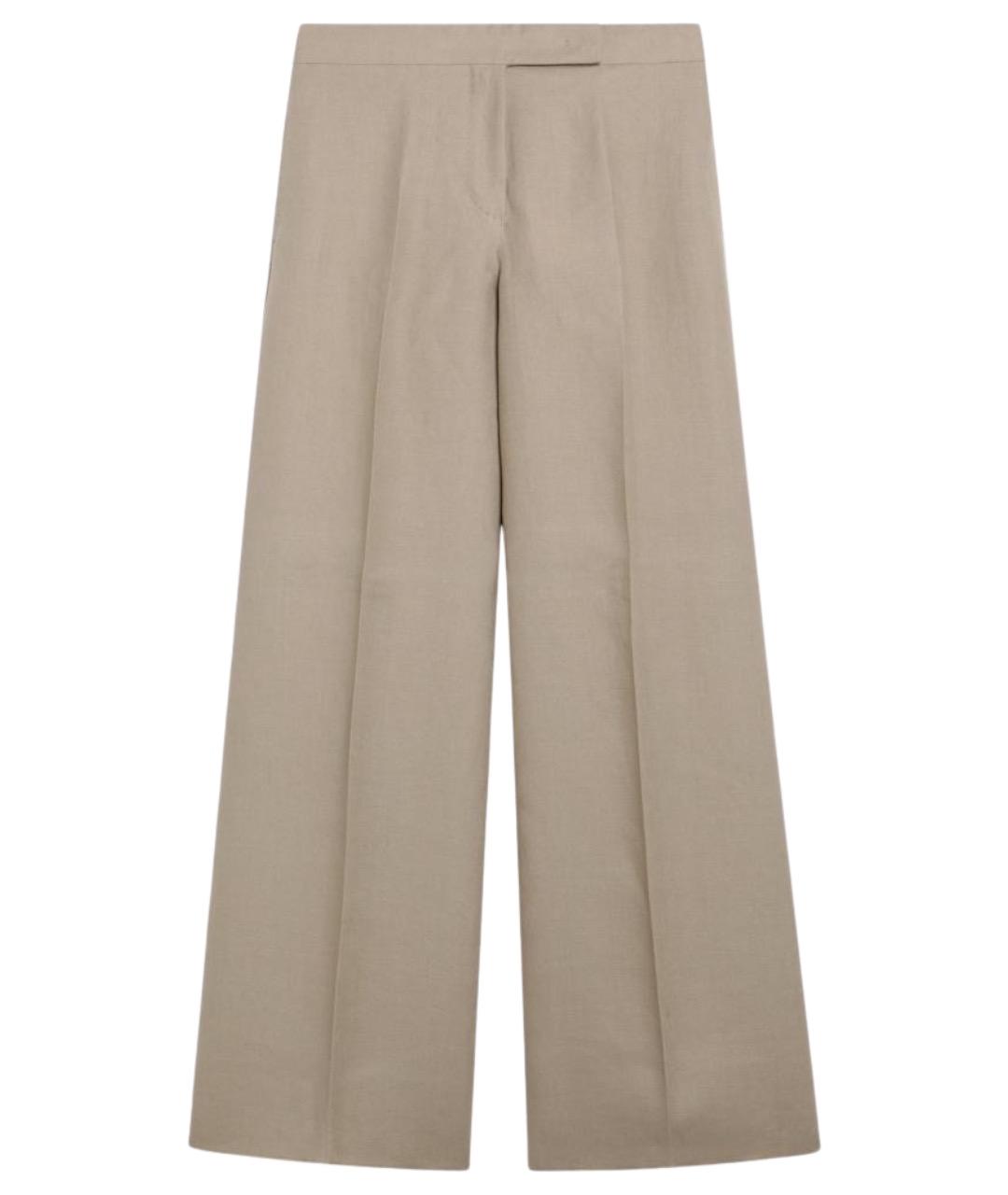MAX MARA Бежевые льняные прямые брюки, фото 1