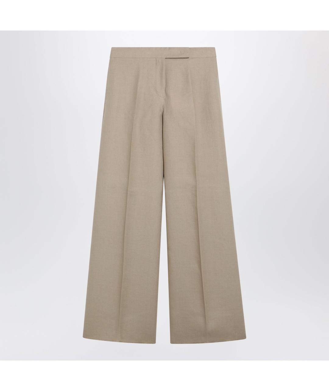 MAX MARA Бежевые льняные прямые брюки, фото 3