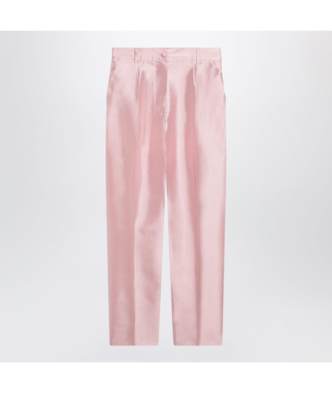 DOLCE&GABBANA Розовые шелковые прямые брюки, фото 3