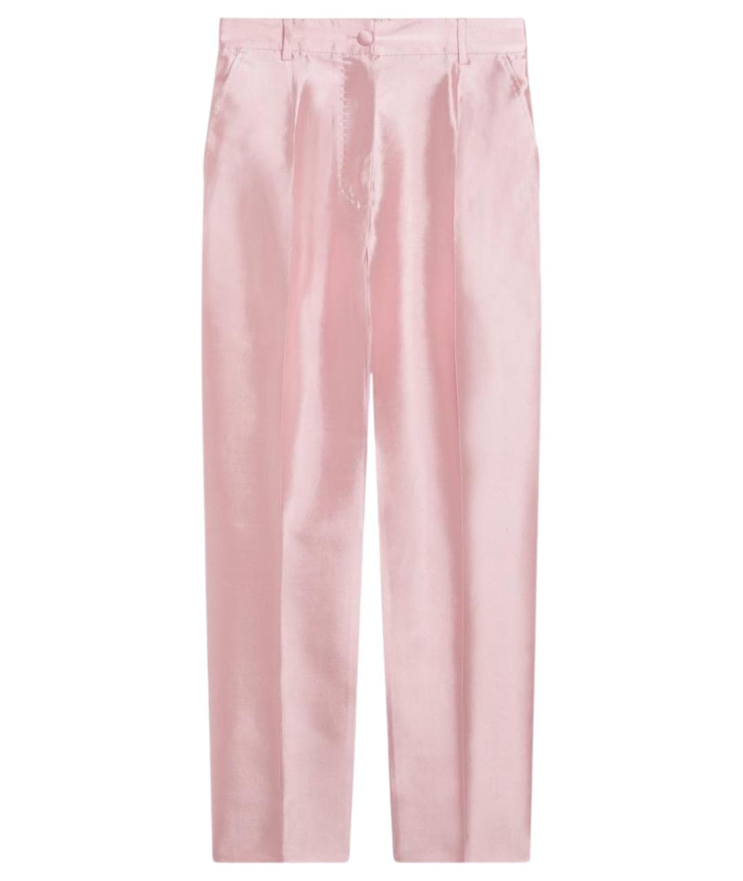 DOLCE&GABBANA Розовые шелковые прямые брюки, фото 1