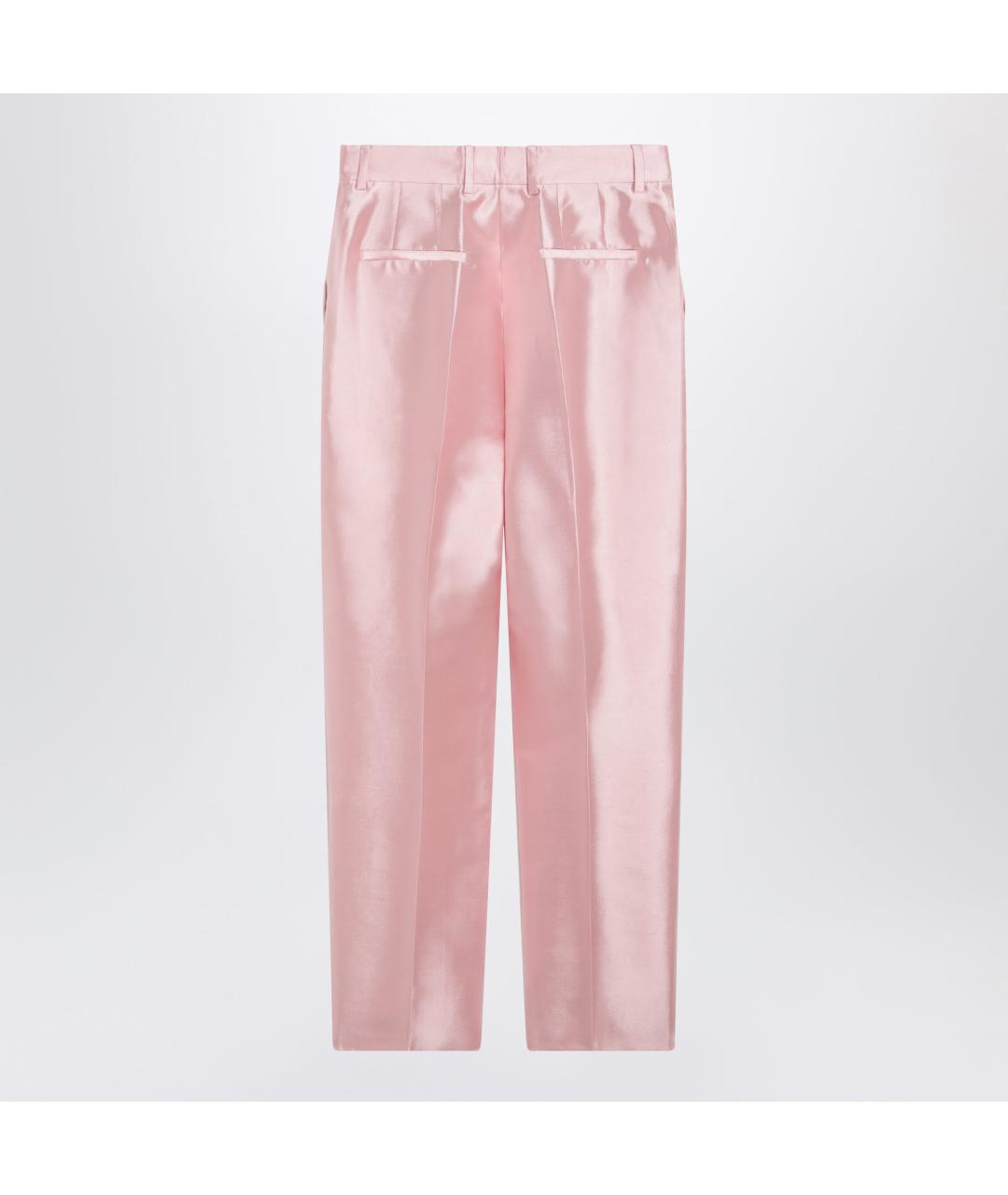 DOLCE&GABBANA Розовые шелковые прямые брюки, фото 2
