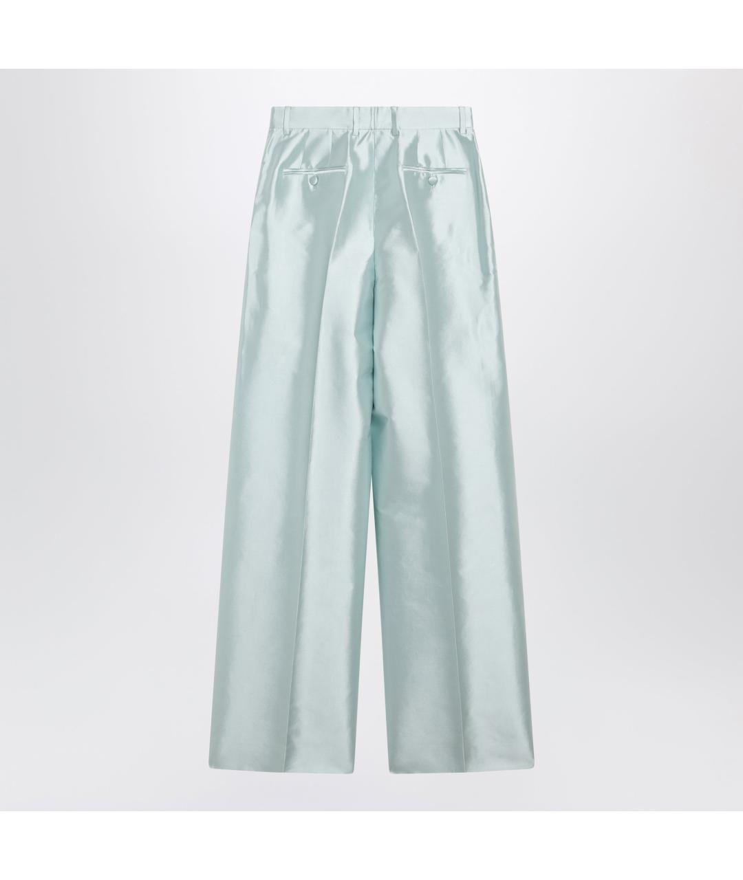 DOLCE&GABBANA Голубые шелковые прямые брюки, фото 2