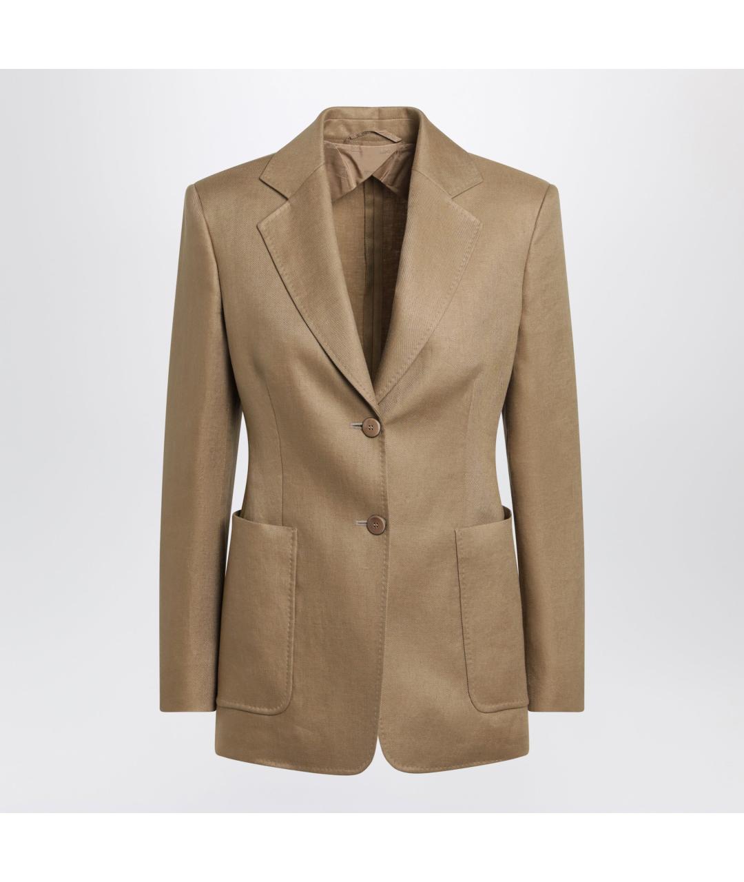 MAX MARA Бежевый льняной жакет/пиджак, фото 3