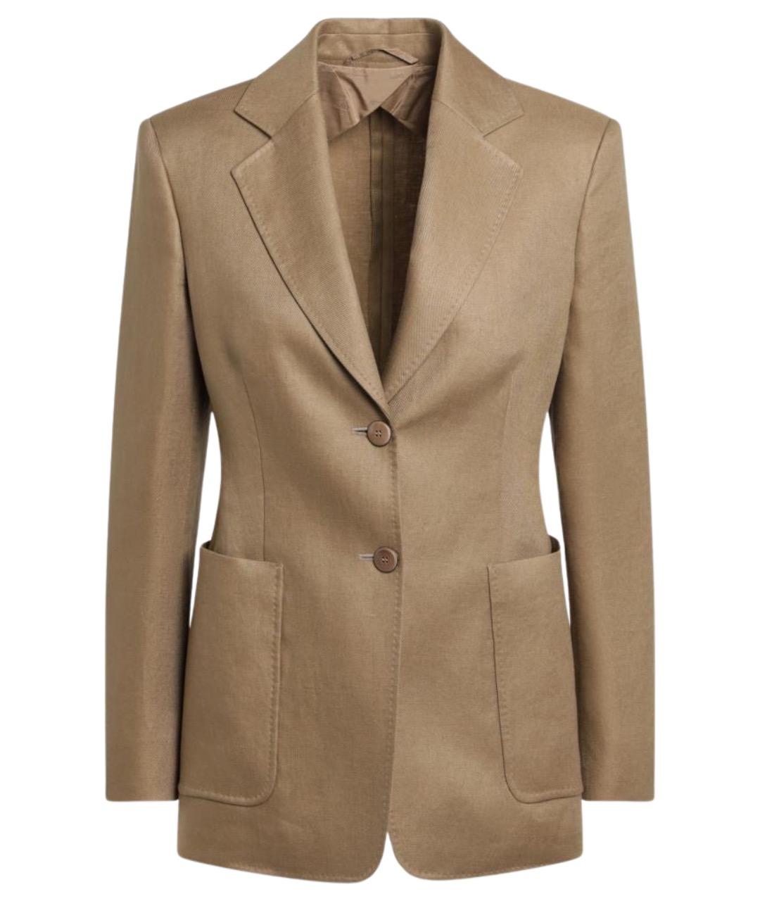 MAX MARA Бежевый льняной жакет/пиджак, фото 1