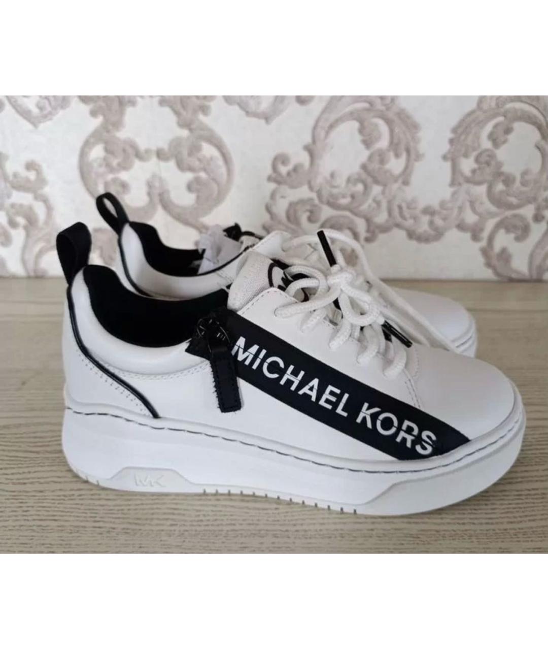 MICHAEL KORS Белые кожаные кеды, фото 5