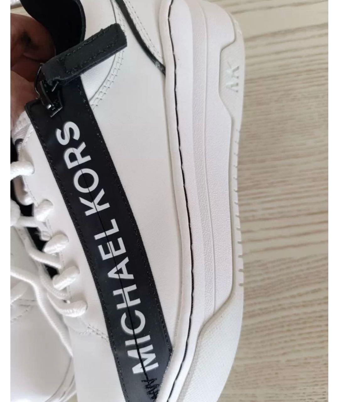 MICHAEL KORS Белые кожаные кеды, фото 3