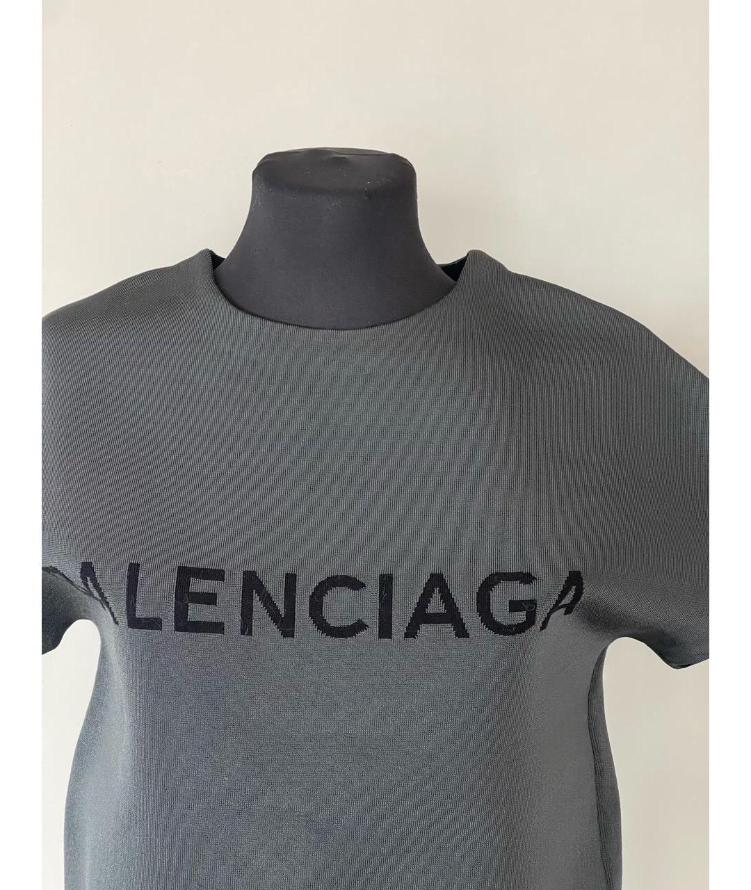 BALENCIAGA Антрацитовая хлопковая футболка, фото 3