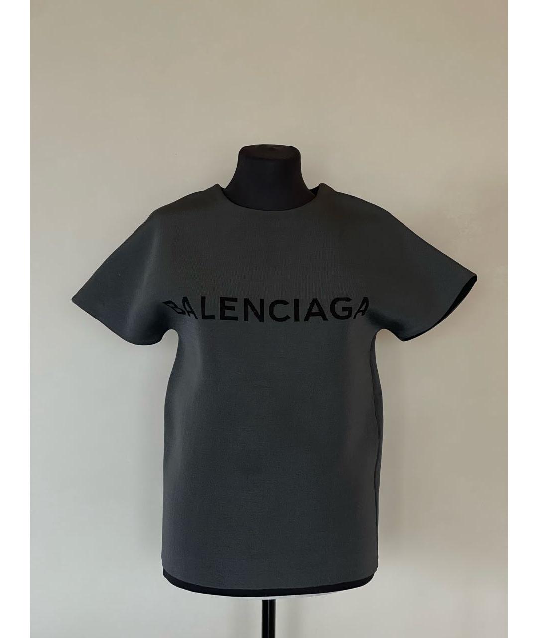 BALENCIAGA Антрацитовая хлопковая футболка, фото 8