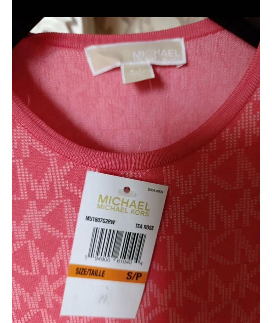 MICHAEL KORS Коралловое вискозное повседневное платье, фото 3