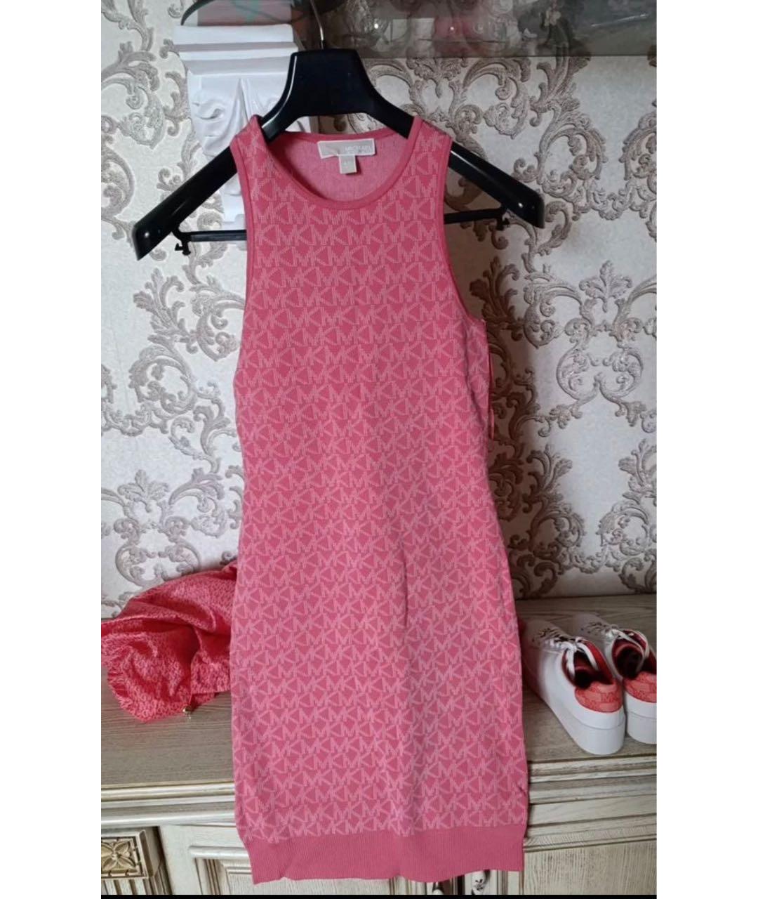 MICHAEL KORS Коралловое вискозное повседневное платье, фото 5