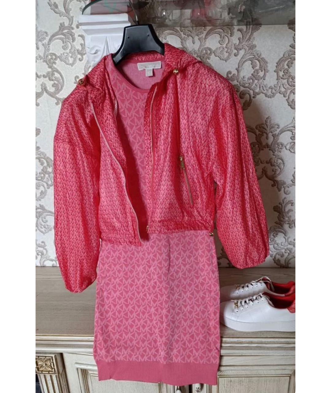 MICHAEL KORS Коралловое вискозное повседневное платье, фото 4