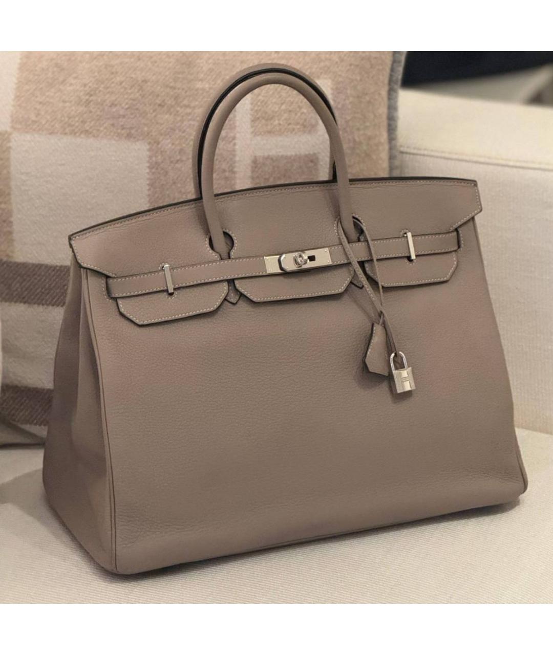 HERMES Бежевая кожаная сумка с короткими ручками, фото 3