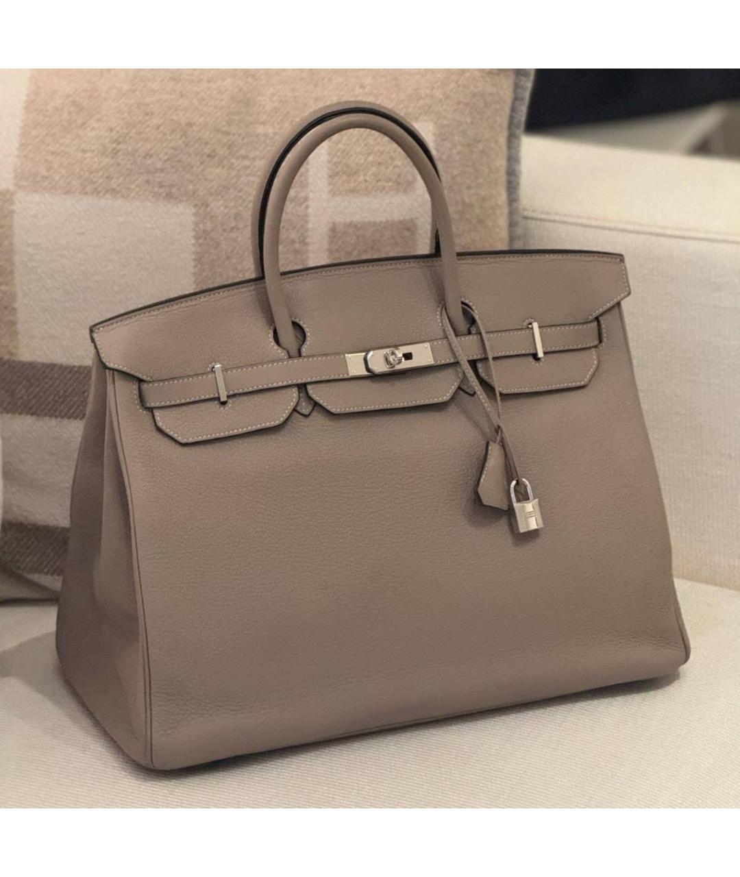 HERMES Бежевая кожаная сумка с короткими ручками, фото 2