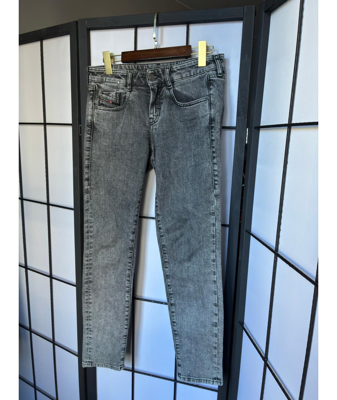 DIESEL Серые хлопко-эластановые джинсы слим, фото 10