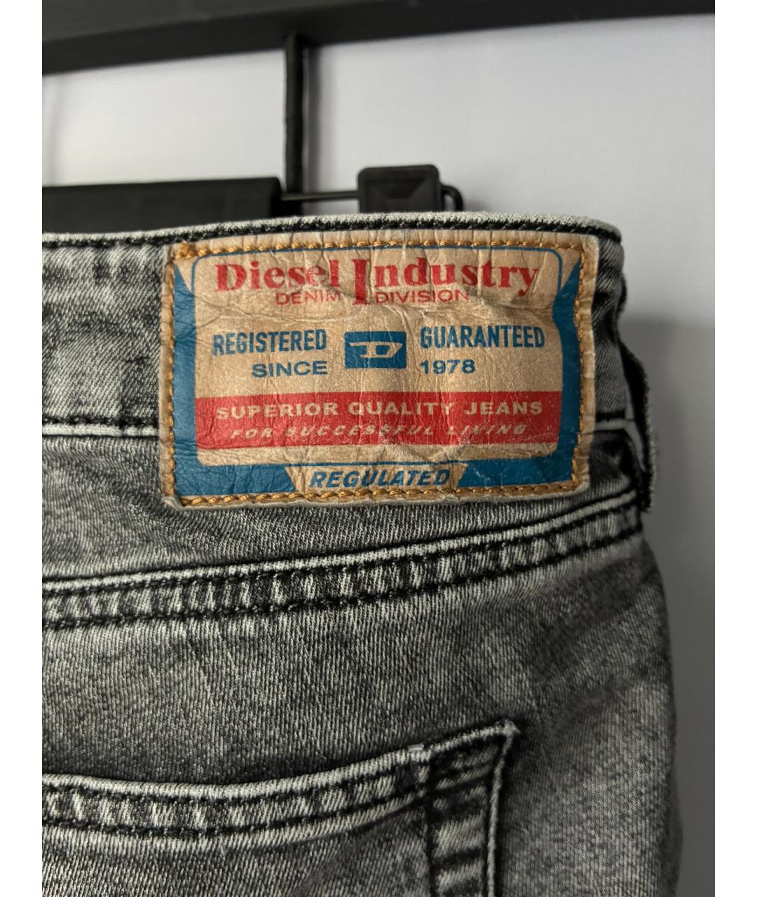 DIESEL Серые хлопко-эластановые джинсы слим, фото 3