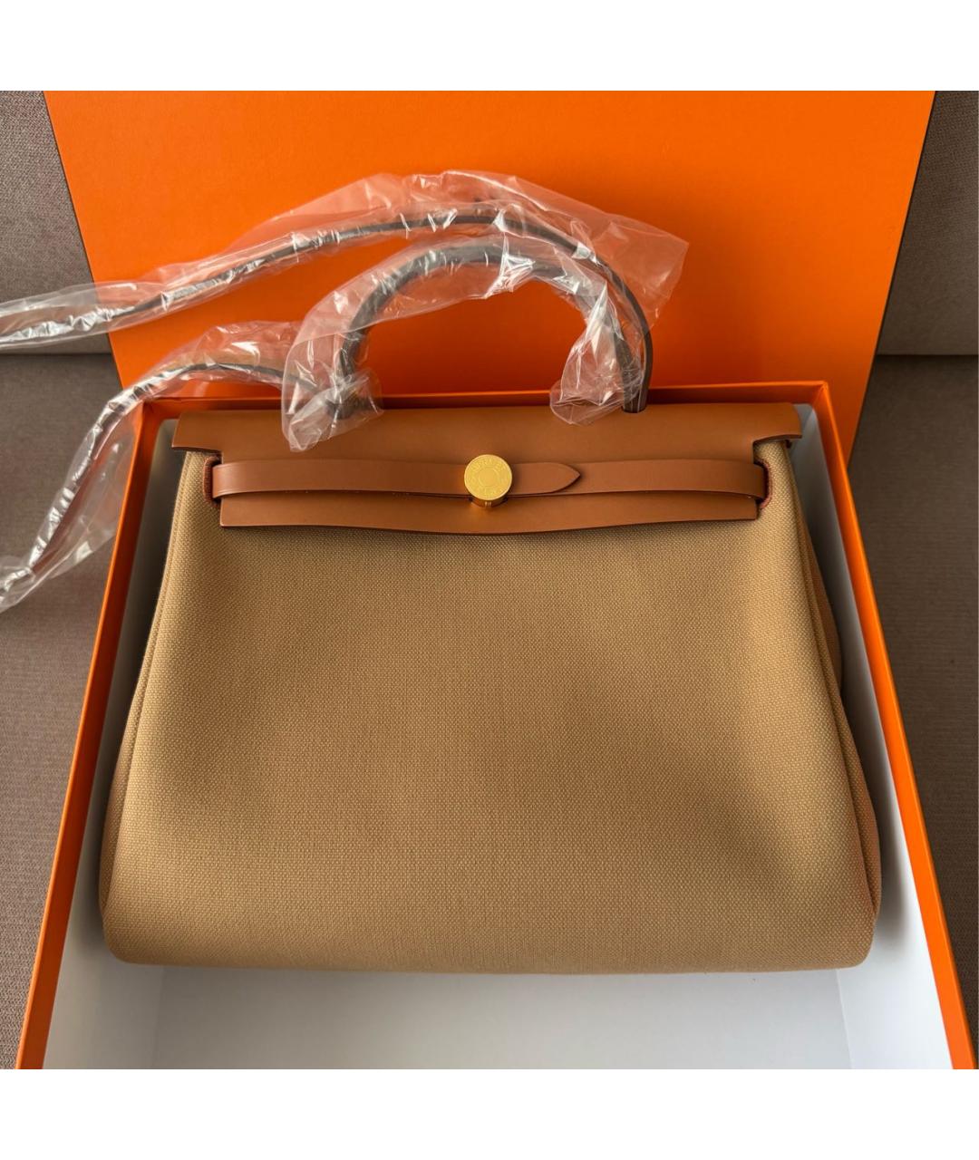 HERMES Коричневая тканевая сумка через плечо, фото 2