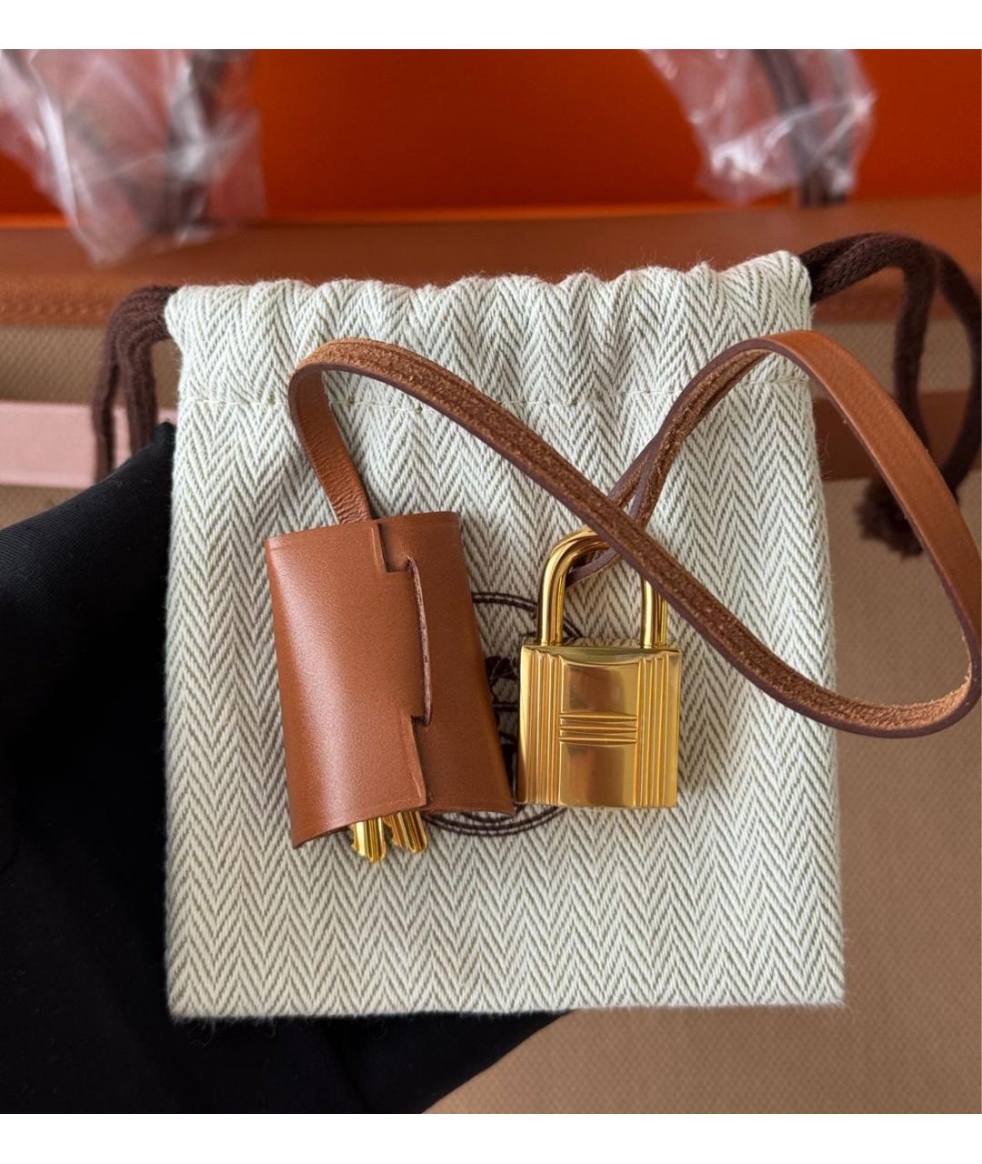 HERMES Коричневая тканевая сумка через плечо, фото 8