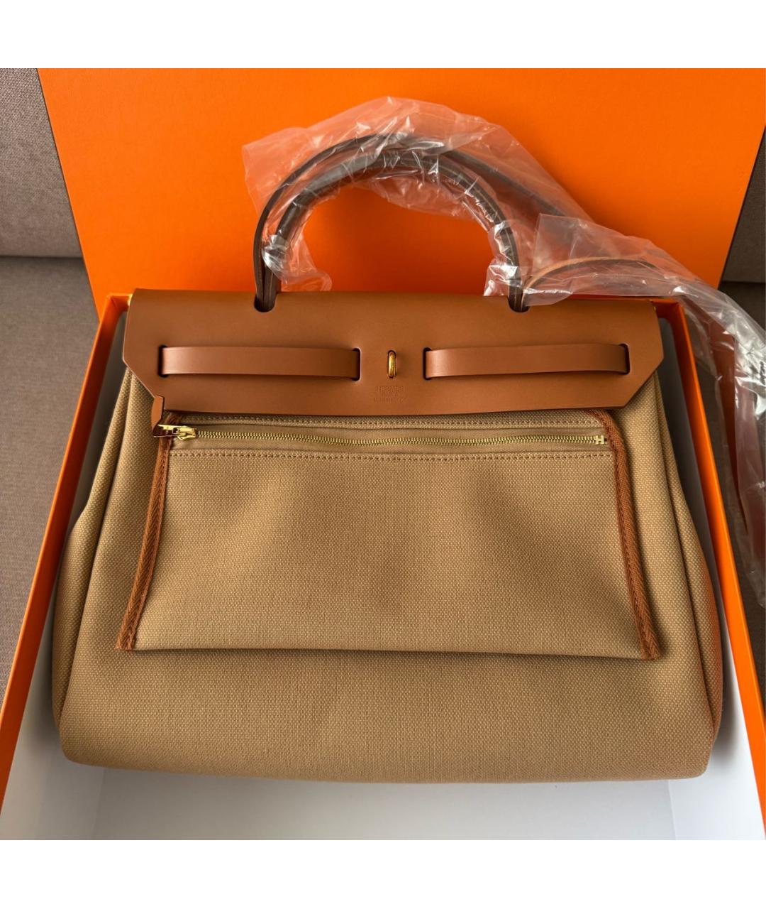 HERMES Коричневая тканевая сумка через плечо, фото 3