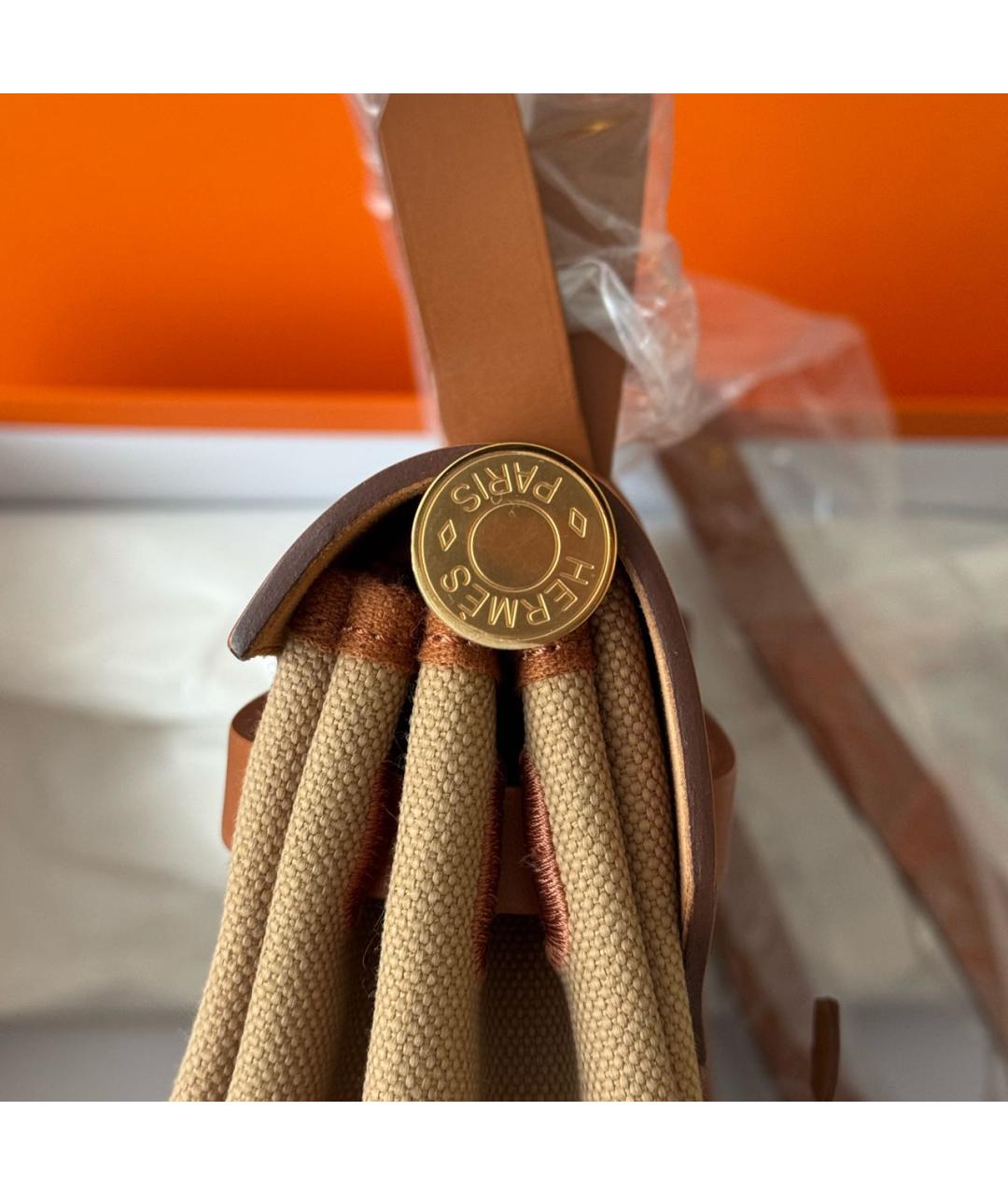 HERMES Коричневая тканевая сумка через плечо, фото 7