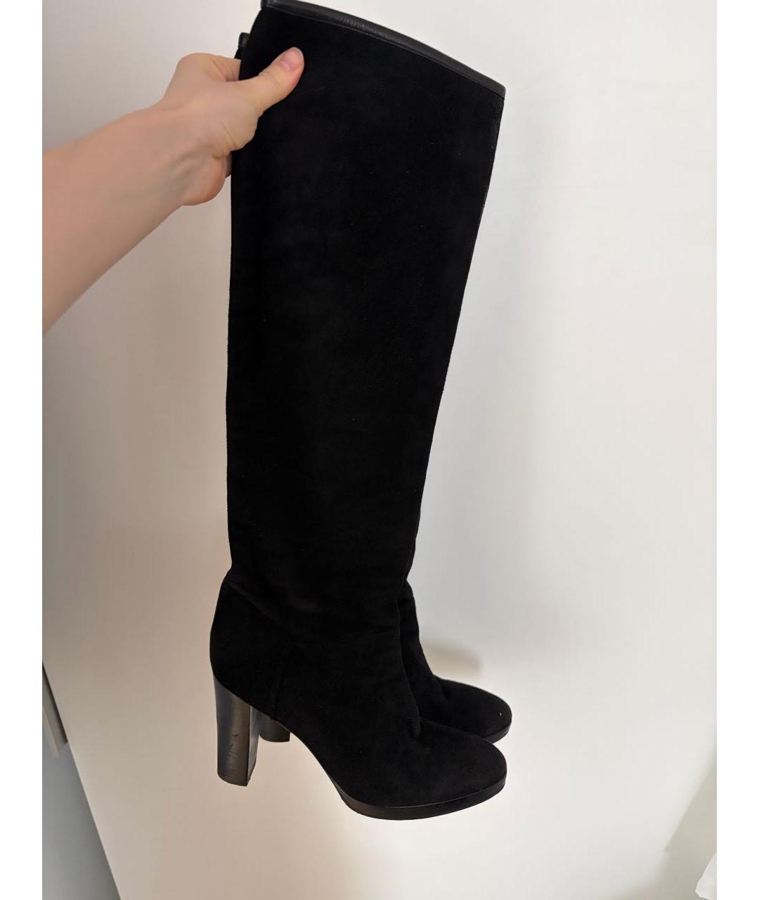 LORO PIANA Черные замшевые ботфорты, фото 5