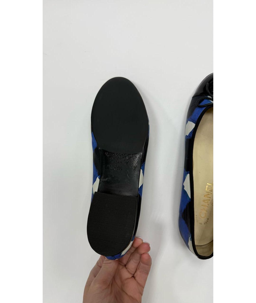 CHANEL Синие кожаные балетки, фото 6