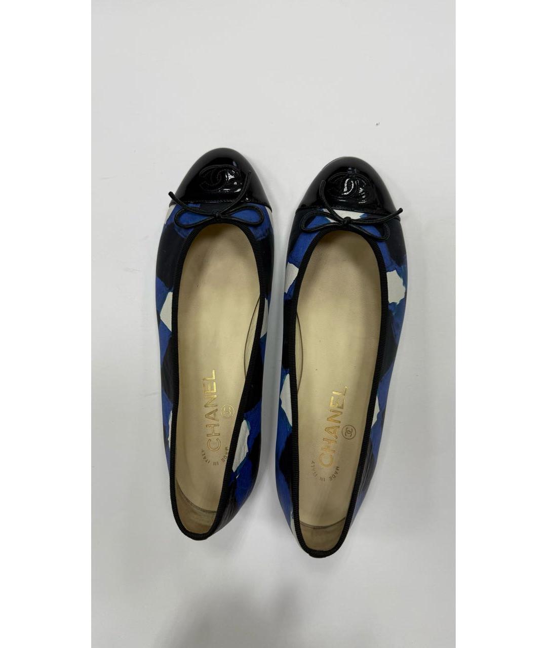 CHANEL Синие кожаные балетки, фото 2