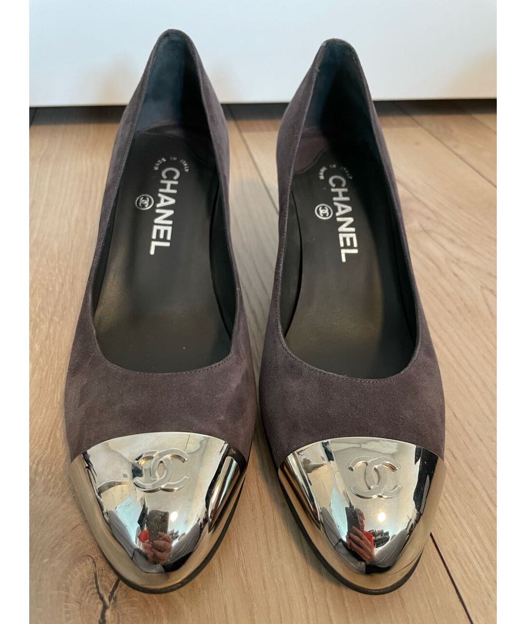 CHANEL PRE-OWNED Серые замшевые туфли, фото 6