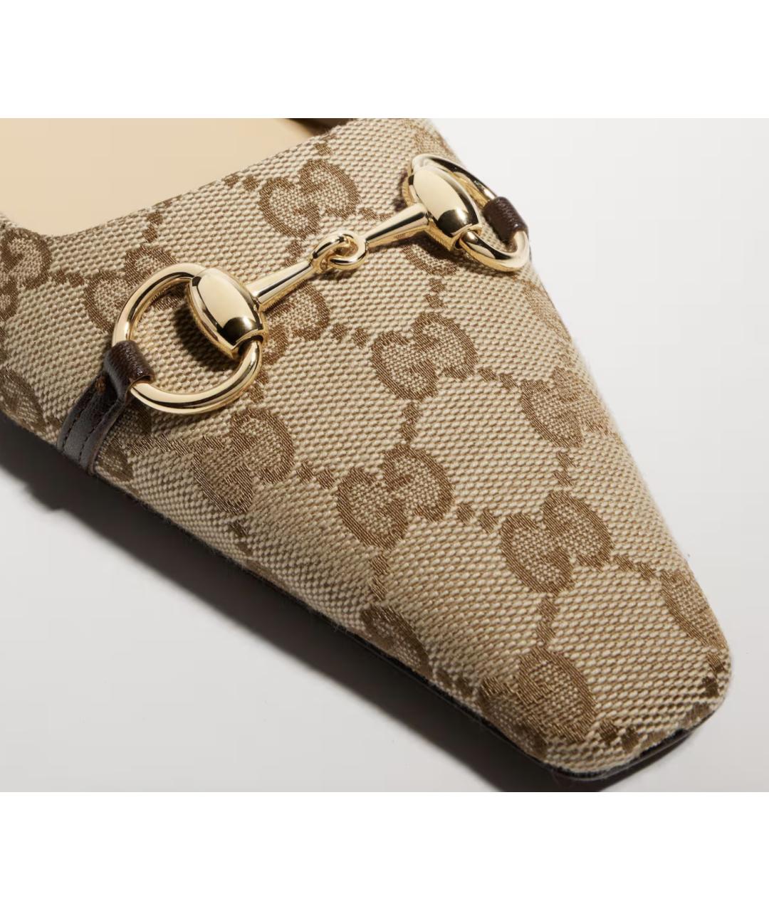 GUCCI Коричневые текстильные балетки, фото 6