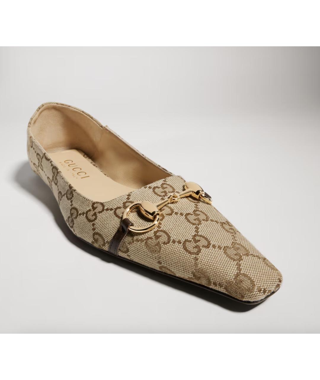 GUCCI Коричневые текстильные балетки, фото 5