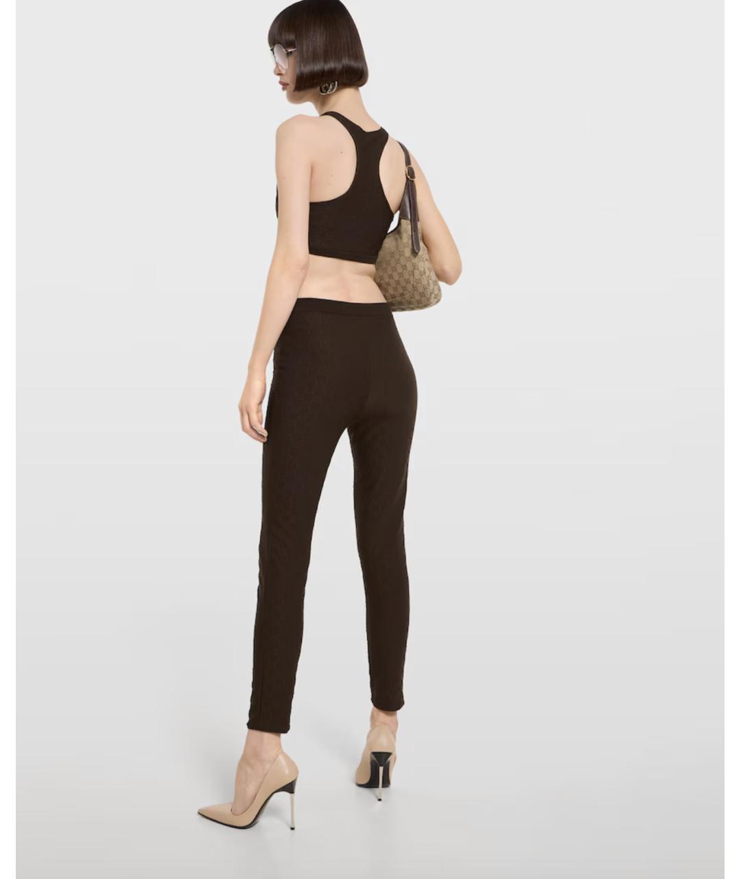 GUCCI Коричневые полиамидовые леггинсы и велосипедки, фото 4