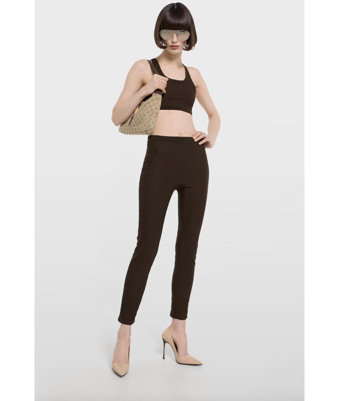 GUCCI Коричневые полиамидовые леггинсы и велосипедки, фото 2